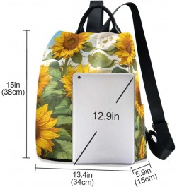 Sunflower Drawing Women Backpack, Fashion Anti Theft Casual Daypack Shoulder Bag Purse for Travel Work 15 inches $19.68 Backp...