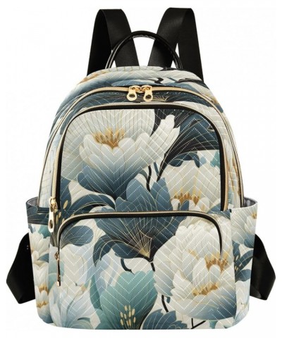 Blue Floral Flowers Fashion Backpack Purse Ladies Fashion Rucksack Travel Shoulder Bag Casual Daily Backpack Medium $19.13 Ba...