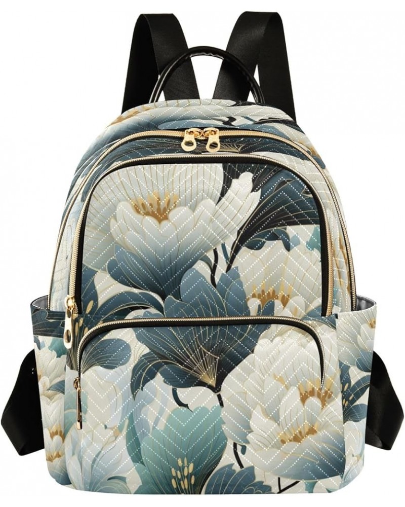 Blue Floral Flowers Fashion Backpack Purse Ladies Fashion Rucksack Travel Shoulder Bag Casual Daily Backpack Medium $19.13 Ba...