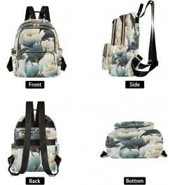 Blue Floral Flowers Fashion Backpack Purse Ladies Fashion Rucksack Travel Shoulder Bag Casual Daily Backpack Medium $19.13 Ba...