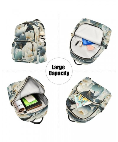 Blue Floral Flowers Fashion Backpack Purse Ladies Fashion Rucksack Travel Shoulder Bag Casual Daily Backpack Medium $19.13 Ba...