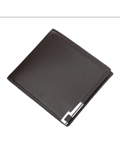 Wallet Men Solid Short Wallet Leather Clip Handbag Card Holder Coin Pocket Note Compartment Wallet (Color : Black-Cross) Coff...