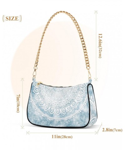 Cute Abstract Blue Mandala Shoulder Bag for Women Hobo Bags Small Chain Shoulder Bags Clutch Handbag Tote Crossbody Bag Purse...