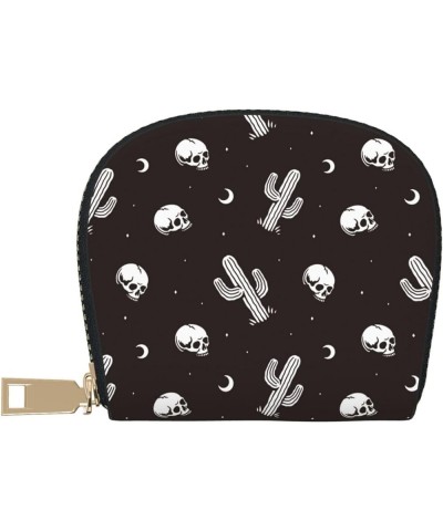 Unique Accordion Credit Card Case Wallet for Women Girls, Ethnic Skulls And Roses PU Leather Card Holder Wallets with Zipper ...