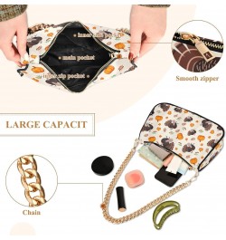 Turkey Pumpkin Thanksgiving Women Shoulder Bag Clutch Chain Purse Handbags with Zipper Pocket Tote Bag for Party Travel $14.1...