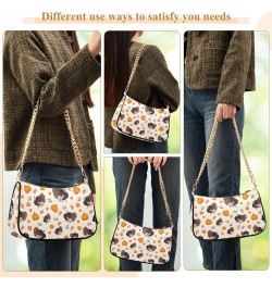 Turkey Pumpkin Thanksgiving Women Shoulder Bag Clutch Chain Purse Handbags with Zipper Pocket Tote Bag for Party Travel $14.1...