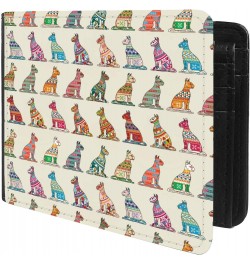 Unique Desige Pattern - Ethnic Pattern with Decorative Cats, Slim Front Pocket Wallet Billfold RFID Blocking $11.25 Wallets