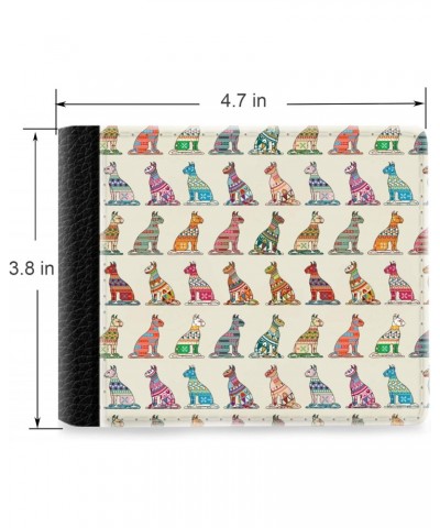 Unique Desige Pattern - Ethnic Pattern with Decorative Cats, Slim Front Pocket Wallet Billfold RFID Blocking $11.25 Wallets