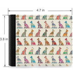 Unique Desige Pattern - Ethnic Pattern with Decorative Cats, Slim Front Pocket Wallet Billfold RFID Blocking $11.25 Wallets