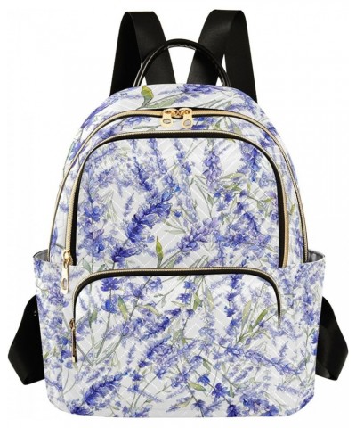 Violet Lavender Floral Backpack for Women Shoulder Bag Lightweight Mini Backpack Casual Daypack Back Pack Mini(10.23'' x 5.11...