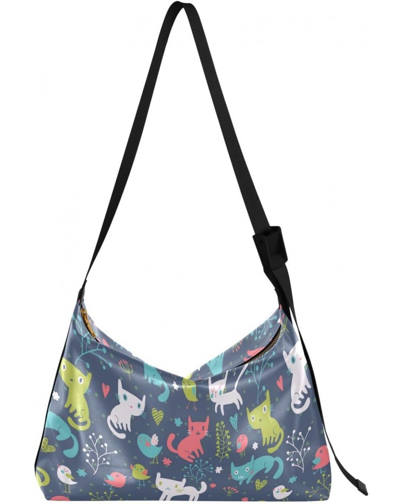 Kittens Birds Flowers Boys Crossbody Purse Women Shoulder Bags Waterproof Bag $17.15 Hobo Bags