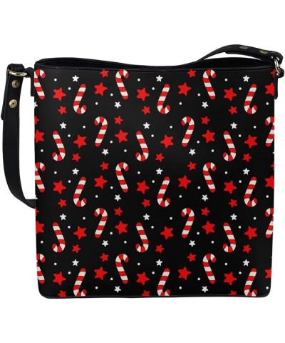 Hobo Bags for Women Crossbody Bucket Handbags Leather Shoulder Purse Tote Bags Xmas Candy Stars $24.90 Totes