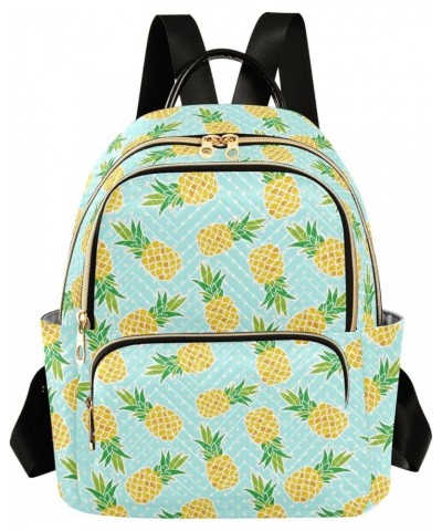 Pineapple Polka Dot Blue Women Backpack Purse Shoulder Bag Color Small $16.82 Backpacks