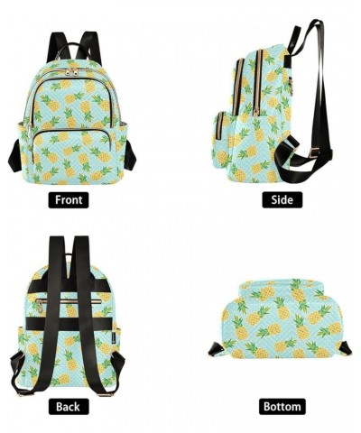 Pineapple Polka Dot Blue Women Backpack Purse Shoulder Bag Color Small $16.82 Backpacks