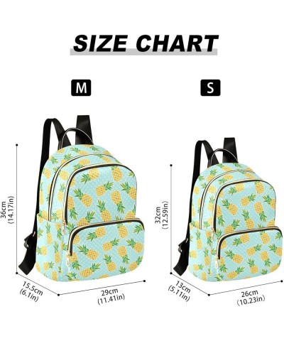 Pineapple Polka Dot Blue Women Backpack Purse Shoulder Bag Color Small $16.82 Backpacks