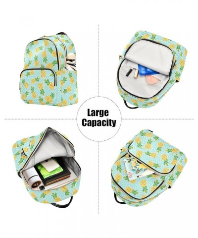 Pineapple Polka Dot Blue Women Backpack Purse Shoulder Bag Color Small $16.82 Backpacks