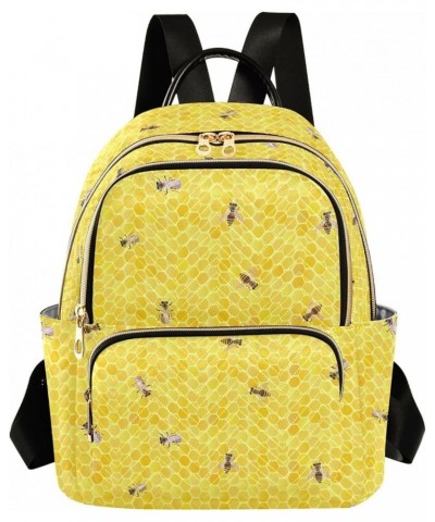 Bees on Yellow Honeycomb Backpack Purse for Women Anti-theft Small Fashion Travel Backpack for Lady Women Holiday Gifts,S Med...