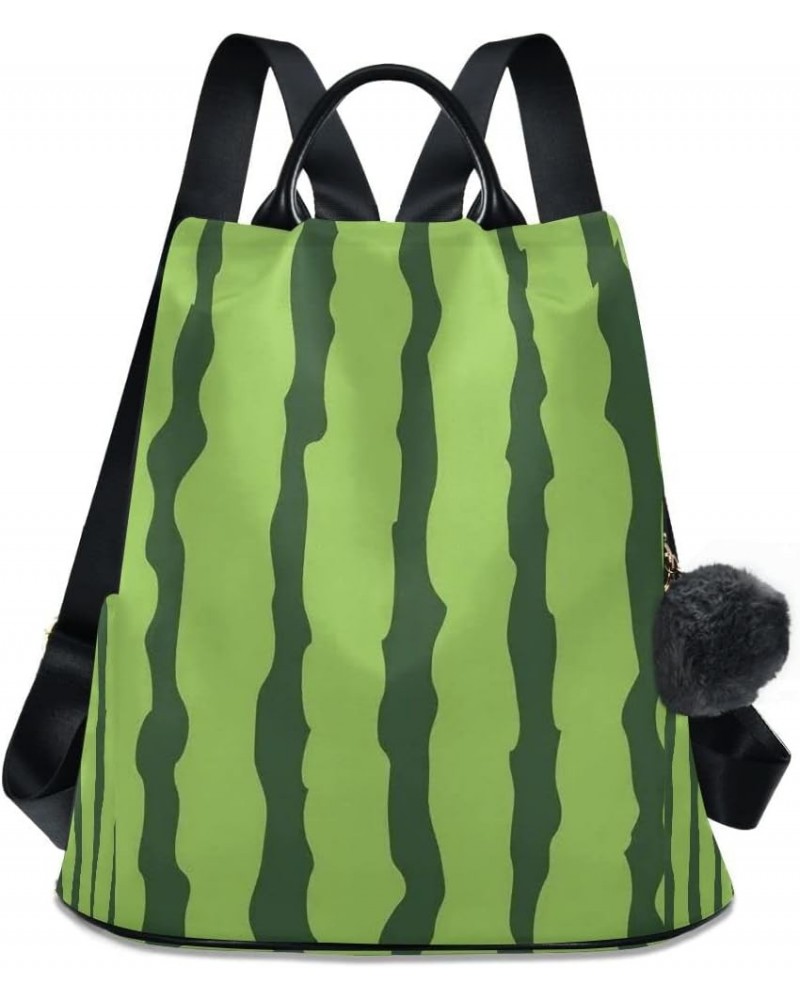 Watermelon Stripe Green Women Backpack Anti-theft Handbag Purse Travel Bag Fashion Shoulder Bags $23.19 Backpacks