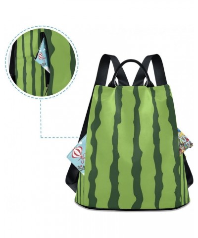 Watermelon Stripe Green Women Backpack Anti-theft Handbag Purse Travel Bag Fashion Shoulder Bags $23.19 Backpacks