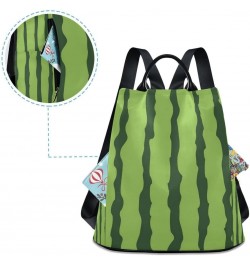 Watermelon Stripe Green Women Backpack Anti-theft Handbag Purse Travel Bag Fashion Shoulder Bags $23.19 Backpacks