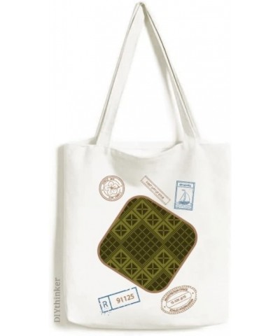 Green Rhombus Triangle Illustration Pattern Stamp Shopping Ecofriendly Storage Canvas Tote Bag $13.64 Totes