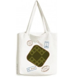 Green Rhombus Triangle Illustration Pattern Stamp Shopping Ecofriendly Storage Canvas Tote Bag $13.64 Totes