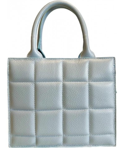 Genuine leather women's rigid bag with removable square shoulder strap Light Blue $66.88 Shoulder Bags