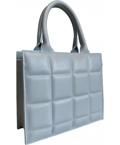 Genuine leather women's rigid bag with removable square shoulder strap Light Blue $66.88 Shoulder Bags