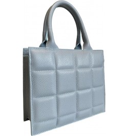 Genuine leather women's rigid bag with removable square shoulder strap Light Blue $66.88 Shoulder Bags