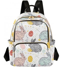 Watercolor Constellations Black Quilted Backpack Women's Small Backpack Fashion Travel Backpack Easter Rabbit on White Small ...