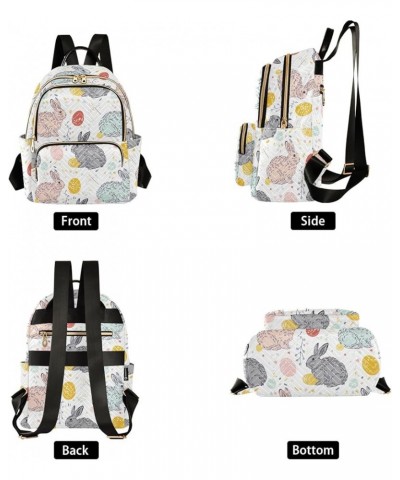 Watercolor Constellations Black Quilted Backpack Women's Small Backpack Fashion Travel Backpack Easter Rabbit on White Small ...