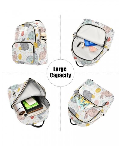 Watercolor Constellations Black Quilted Backpack Women's Small Backpack Fashion Travel Backpack Easter Rabbit on White Small ...