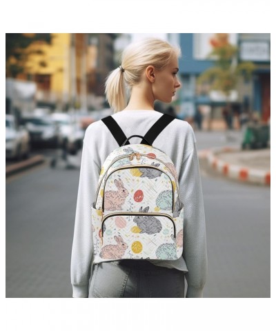 Watercolor Constellations Black Quilted Backpack Women's Small Backpack Fashion Travel Backpack Easter Rabbit on White Small ...