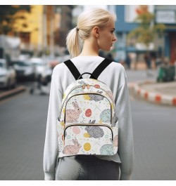 Watercolor Constellations Black Quilted Backpack Women's Small Backpack Fashion Travel Backpack Easter Rabbit on White Small ...