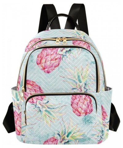 Watercolor Pink Pineapples on Grunge Women Backpack Purse Shoulder Bag Color Small $17.81 Backpacks