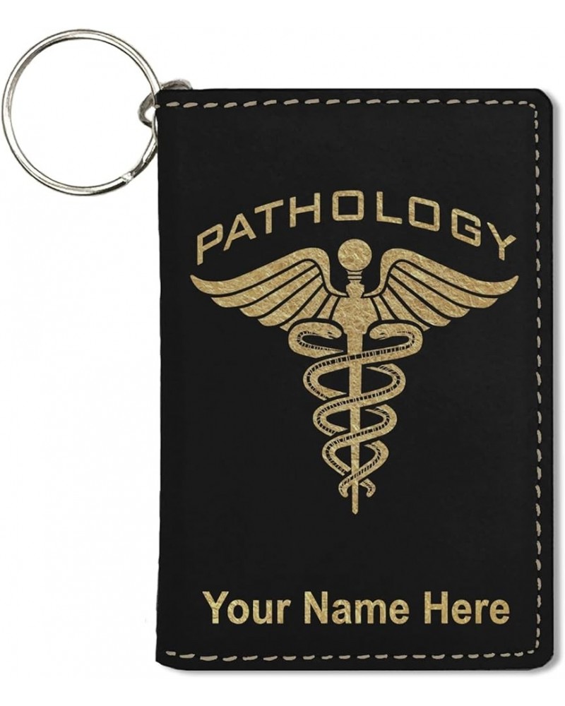 ID Holder Wallet, Pathology, Personalized Engraving Included (Rustic) Black with Gold $14.00 Wallets