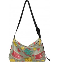 Purse Crossbody Vintage Seamless Pattern with Cups Lemons and Hearts Ladies Zipper Bag Fall Womens Shoulder Bags $19.13 Hobo ...