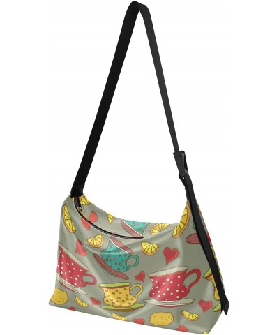 Purse Crossbody Vintage Seamless Pattern with Cups Lemons and Hearts Ladies Zipper Bag Fall Womens Shoulder Bags $19.13 Hobo ...