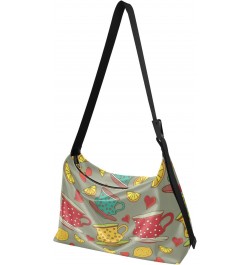 Purse Crossbody Vintage Seamless Pattern with Cups Lemons and Hearts Ladies Zipper Bag Fall Womens Shoulder Bags $19.13 Hobo ...