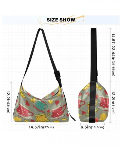 Purse Crossbody Vintage Seamless Pattern with Cups Lemons and Hearts Ladies Zipper Bag Fall Womens Shoulder Bags $19.13 Hobo ...