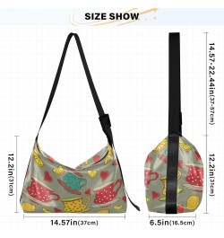 Purse Crossbody Vintage Seamless Pattern with Cups Lemons and Hearts Ladies Zipper Bag Fall Womens Shoulder Bags $19.13 Hobo ...