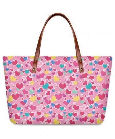 Purses and Handbags for Women Fashion Tote Shoulder Handle Satchel Bags Colorful Heart $16.45 Totes