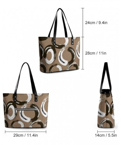 Womens Handbag Circles Pattern Leather Tote Bag Top Handle Satchel Bags For Lady $16.10 Totes