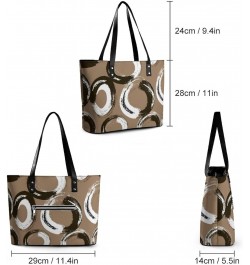 Womens Handbag Circles Pattern Leather Tote Bag Top Handle Satchel Bags For Lady $16.10 Totes