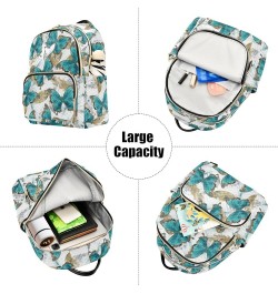 Blue Butterflies and Feathers Backpack Purse for Women Lightweight Back Pack Casual Daypack Travel Shoulder Bag Bookbag - M M...