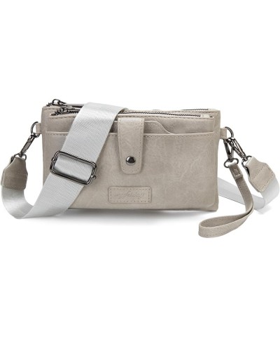 Vintage Leather Camera Crossbody Bag for Women, Stylish Two Layer Shoulder Bag Purse with Removable Card Slots Grey-s $12.60 ...