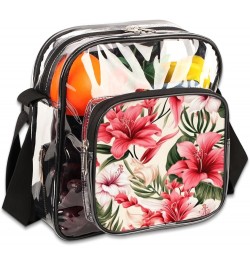 Tropical Bird Leaf Stadium-Approved Clear Crossbody Bag with Colorful Print Design Tropical Flower $15.11 Crossbody Bags