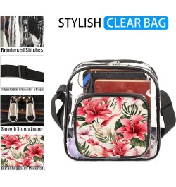 Tropical Bird Leaf Stadium-Approved Clear Crossbody Bag with Colorful Print Design Tropical Flower $15.11 Crossbody Bags