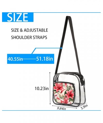 Tropical Bird Leaf Stadium-Approved Clear Crossbody Bag with Colorful Print Design Tropical Flower $15.11 Crossbody Bags