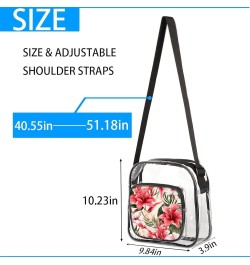 Tropical Bird Leaf Stadium-Approved Clear Crossbody Bag with Colorful Print Design Tropical Flower $15.11 Crossbody Bags